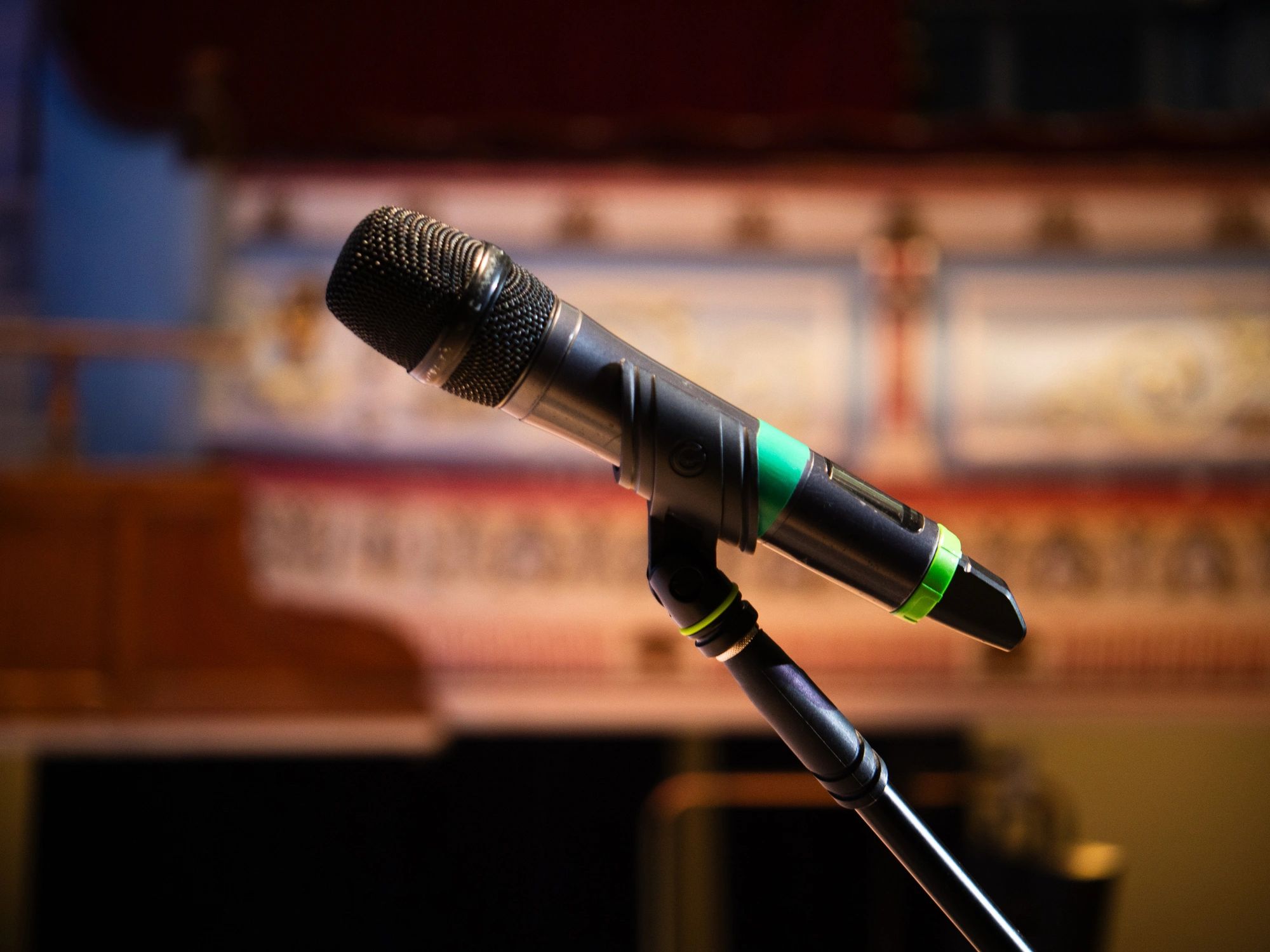 Podcast microphone and studio equipment