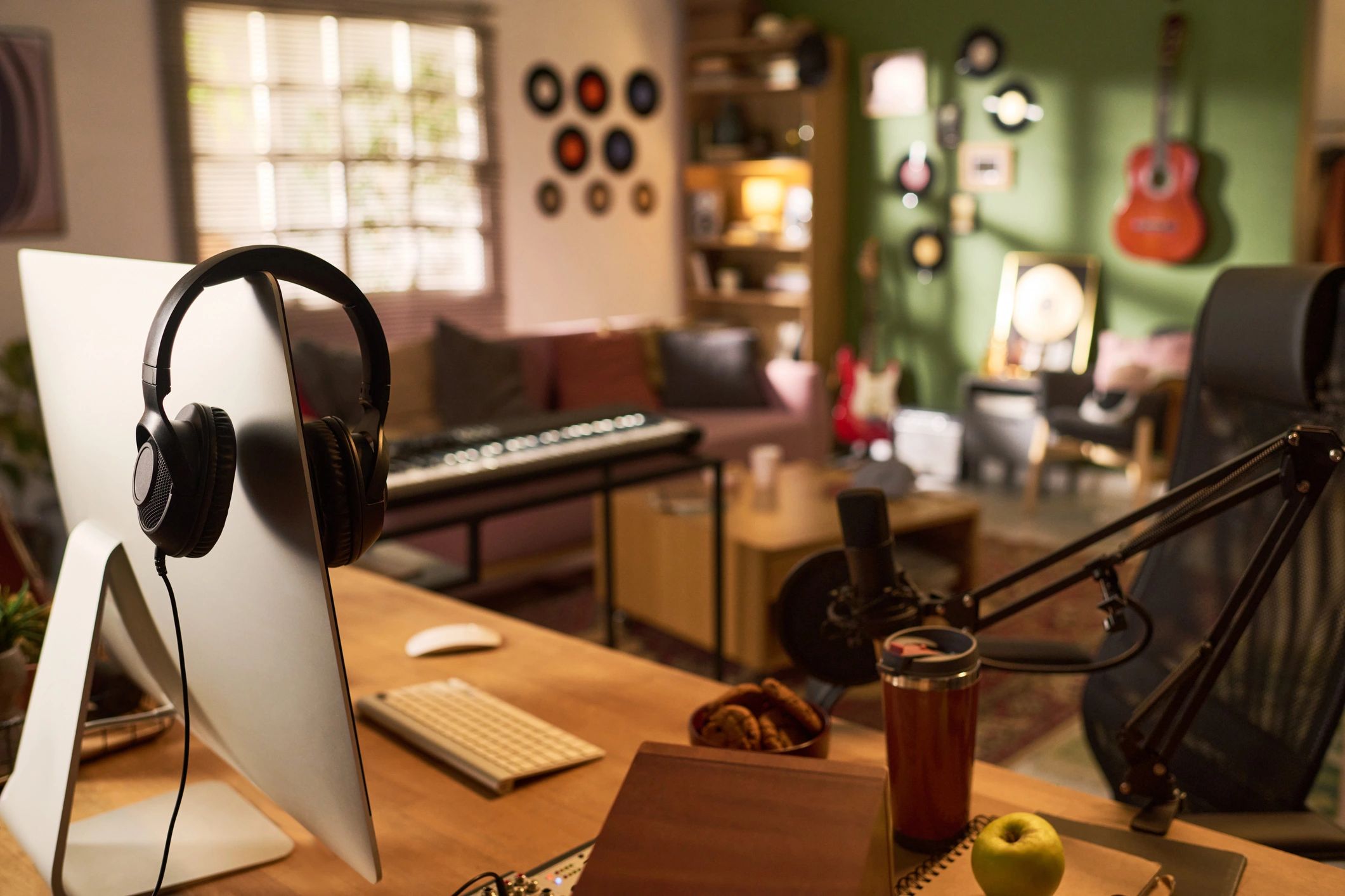 Podcast studio setup representing the Big Red Bus and creator-driven media production