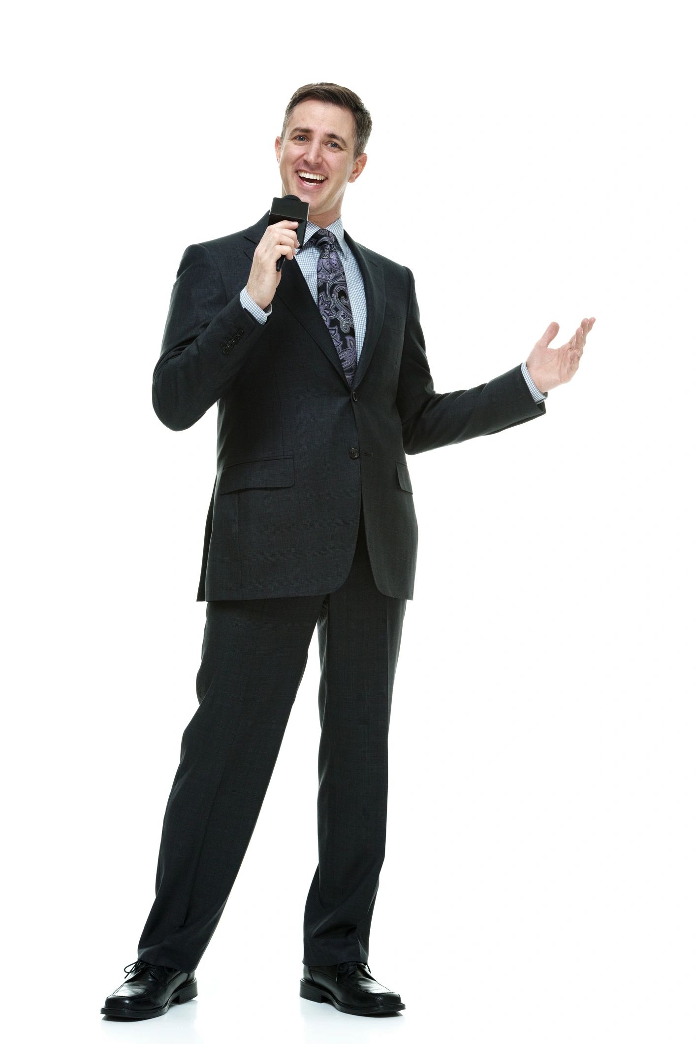 Portrait-style image representing See Red Fred as a confident sports commentator